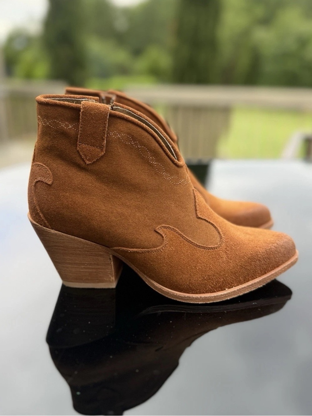 Shyanne Women’s Jodi Suede Leather Brown Western Ankle Boots Sz 6 EUC